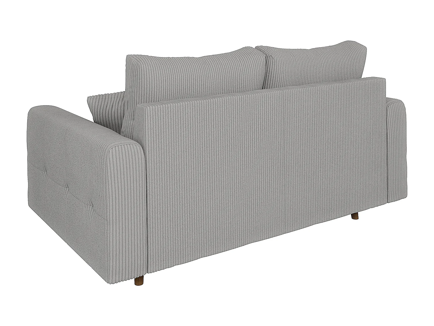 Jasper - Sofa 2 sitzer mit Braun Holzfüßen im skandinavischen Stil aus Hellgrau  Cord-Stoff