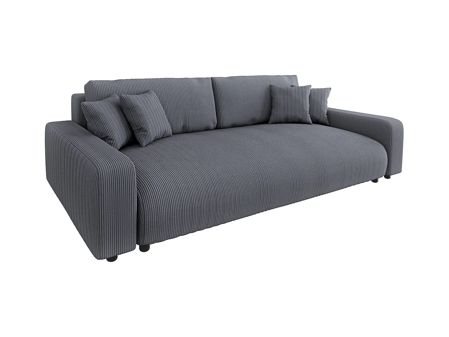 Emma - Sofa mit Schlaffunktion und Bettkasten in Grau Cord-Stoff schöner Sitzkomfort