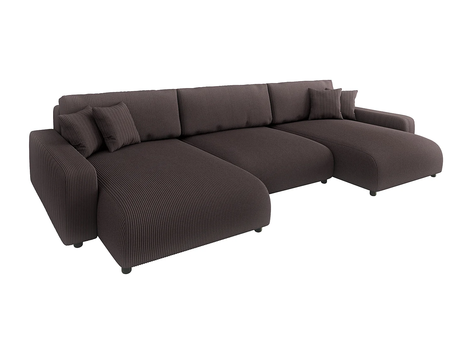 Emma - Wohnlandschaft mit Schlaffunktion und Bettkasten in Dunkelbraun Cord-Stoff schöner Sitzkomfort