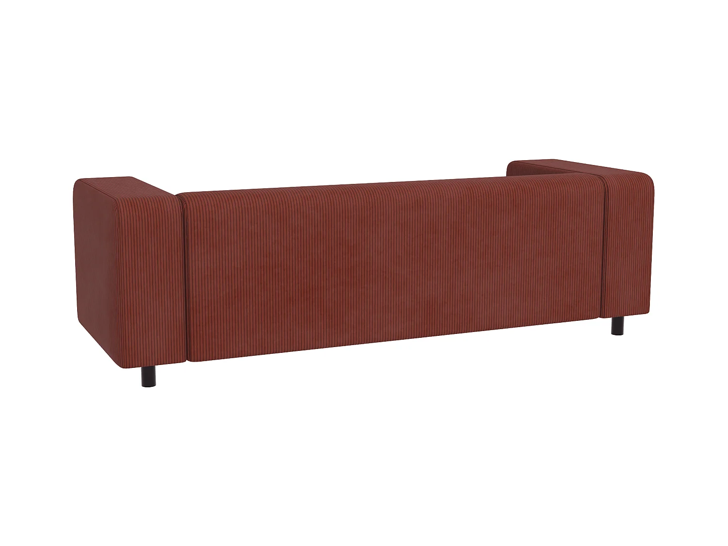 Canapé droit 3 places moderne en velours côtelé terracotta avec assise confortable THORA