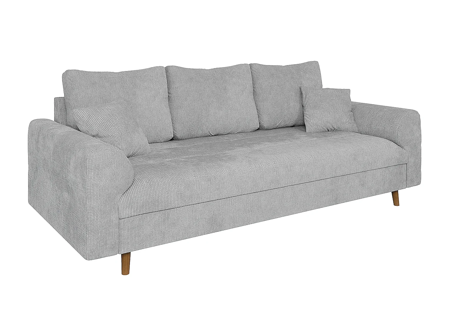 Arvid - Sofa 3 sitzer mit Braun Holzfüßen im skandinavischen Stil aus Hellgrau Chenille-Stoff