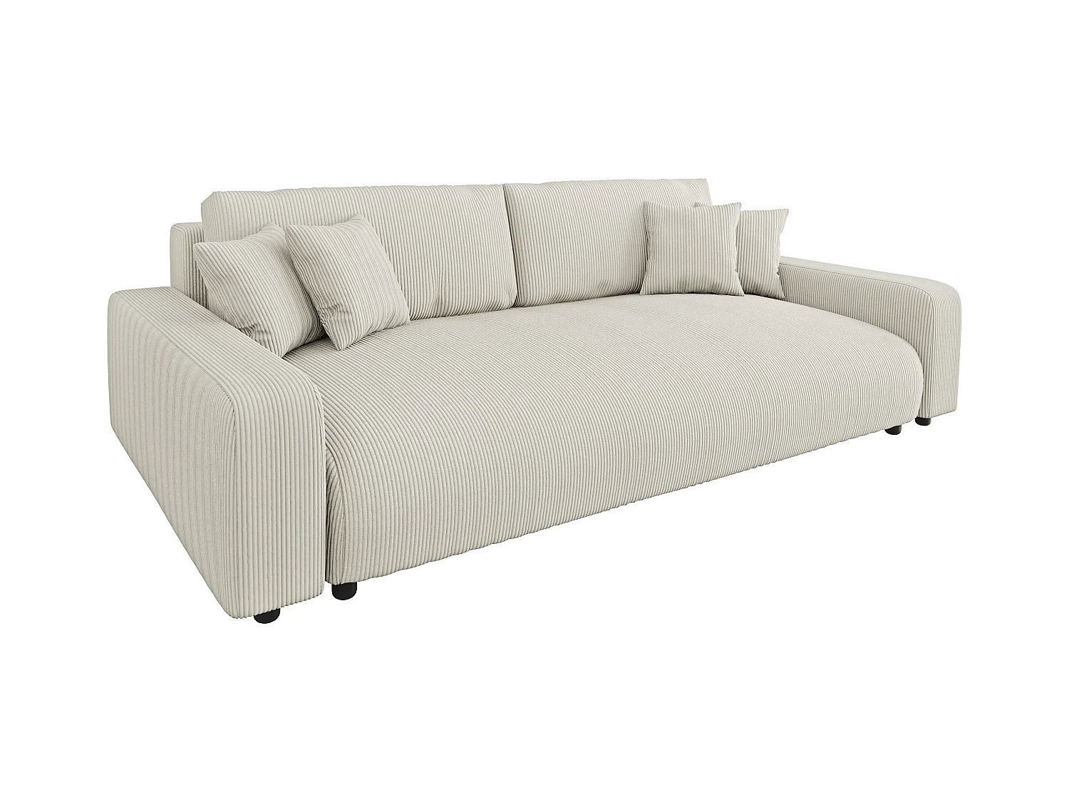 Emma - Sofa mit Schlaffunktion und Bettkasten in Beige Cord-Stoff schöner Sitzkomfort