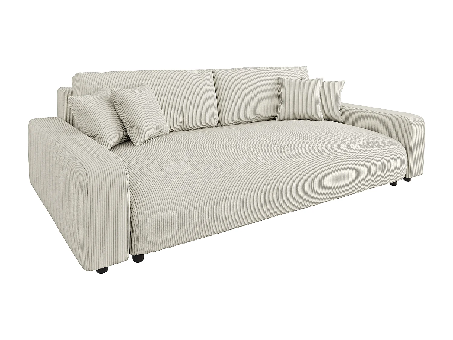 Emma - Sofa mit Schlaffunktion und Bettkasten in Beige Cord-Stoff schöner Sitzkomfort