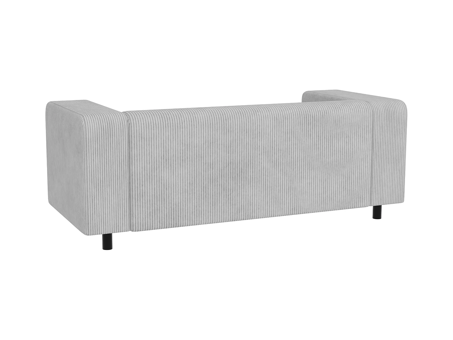 Canapé droit 2 places moderne en velours côtelé gris clair avec assise confortable THORA