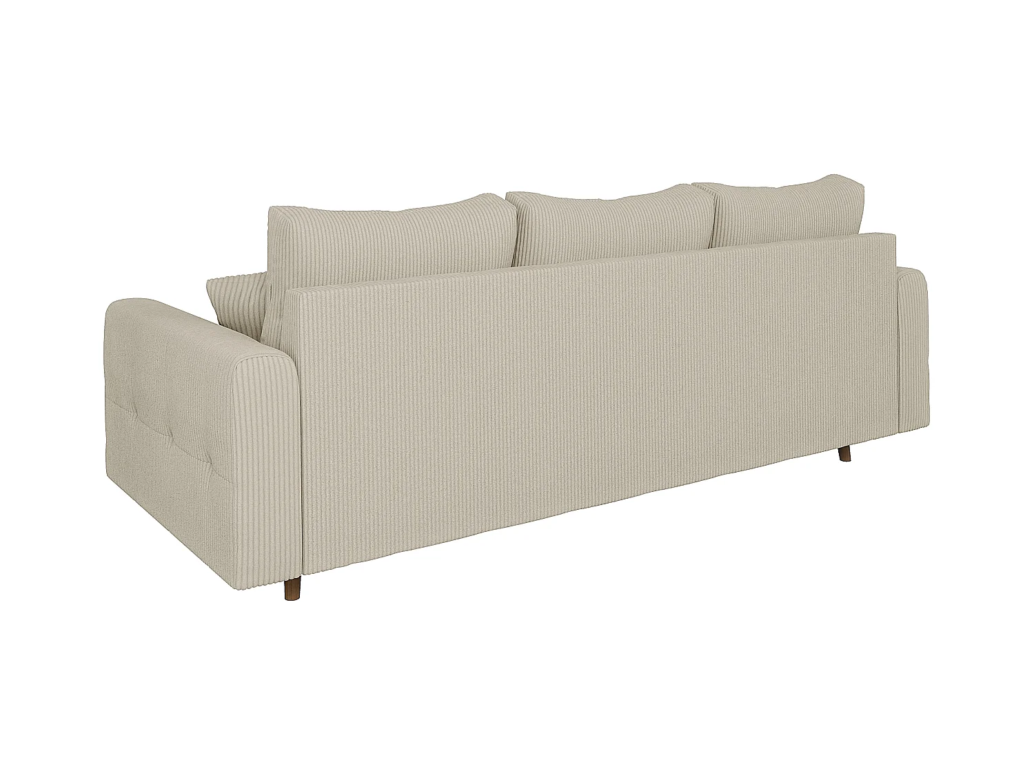 Jasper - Sofa 3 sitzer mit Braun Holzfüßen im skandinavischen Stil aus Beige Cord-Stoff