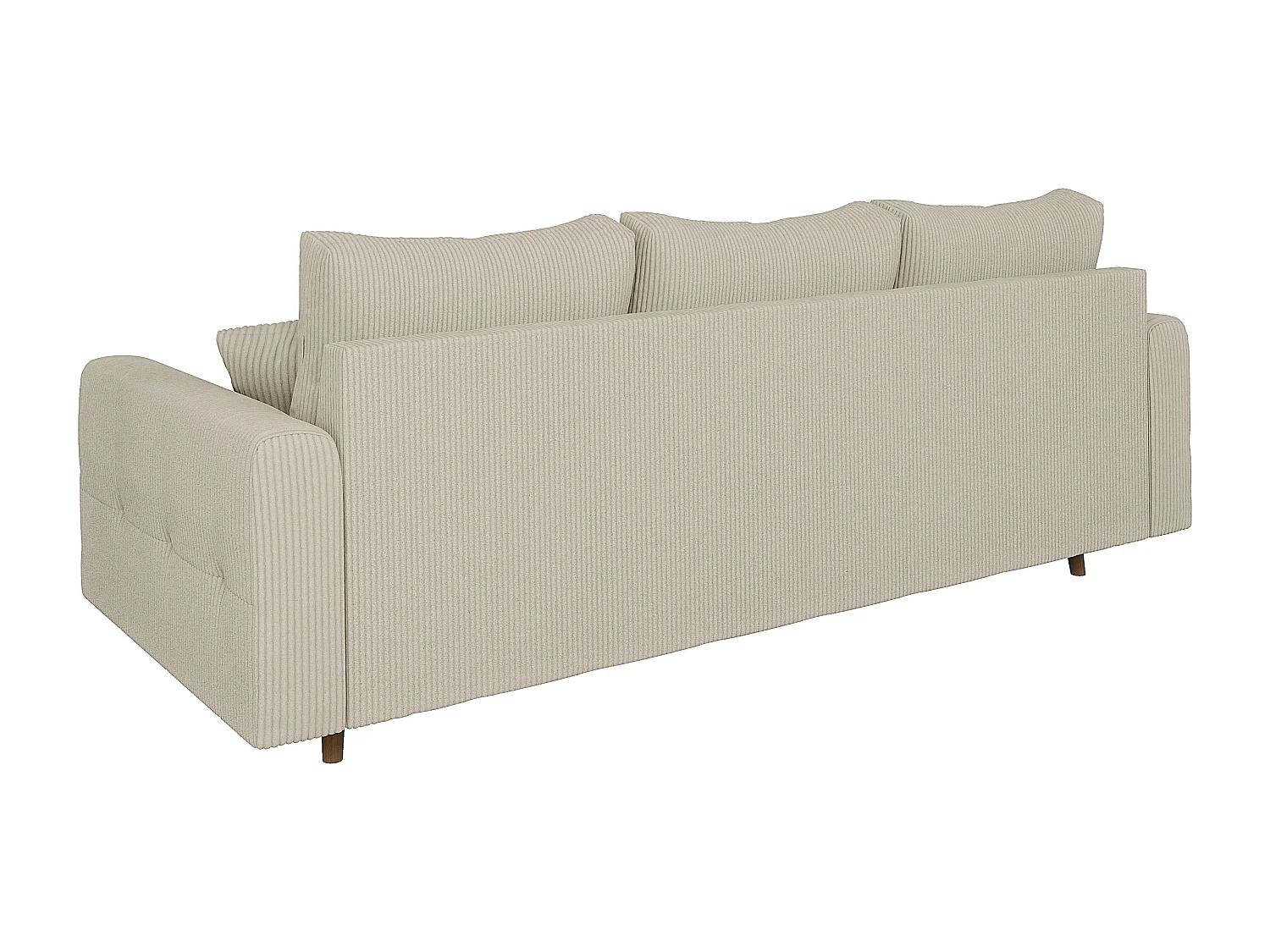 Jasper - Sofa 3 sitzer mit Braun Holzfüßen im skandinavischen Stil aus Beige Cord-Stoff
