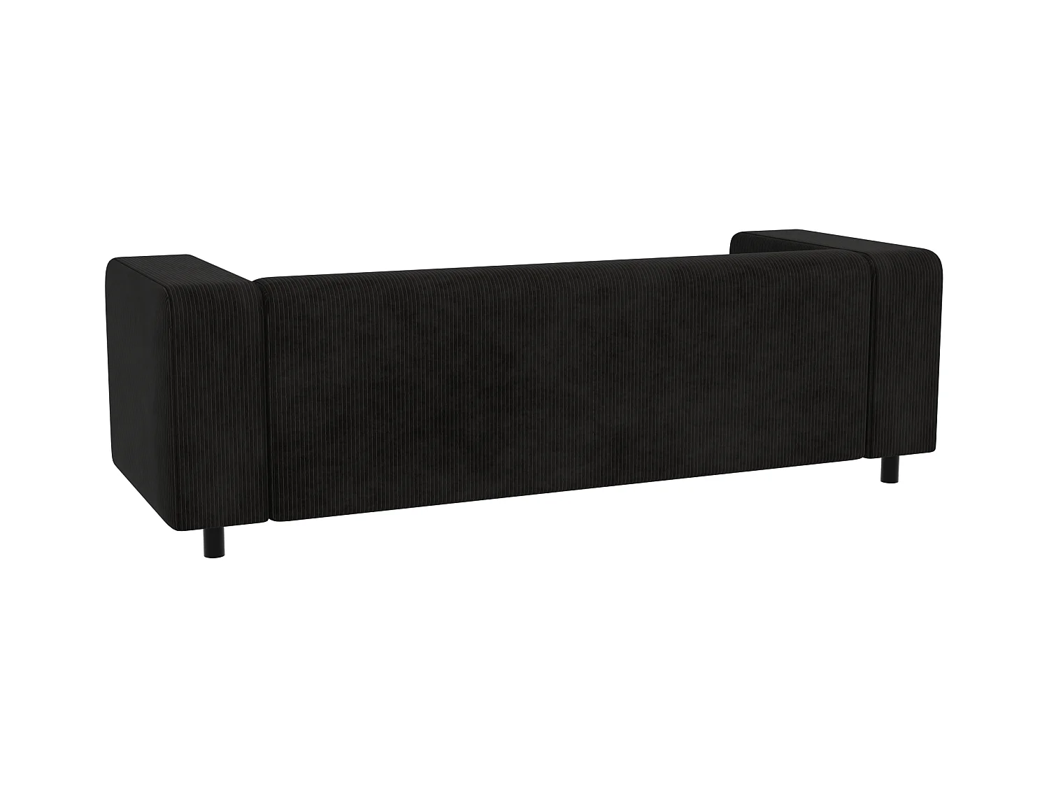 Canapé droit 3 places moderne en velours côtelé noir avec assise confortable THORA