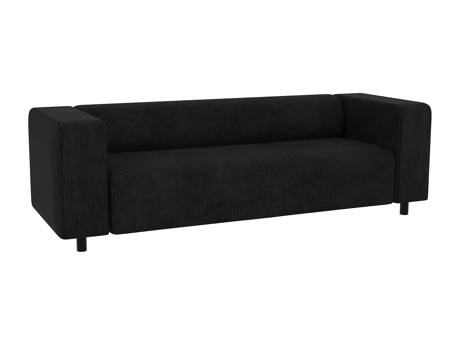 Thora - Modernes Sofa 3 sitzer aus Schwarz Cord-Stoff mit bequemem Sitz