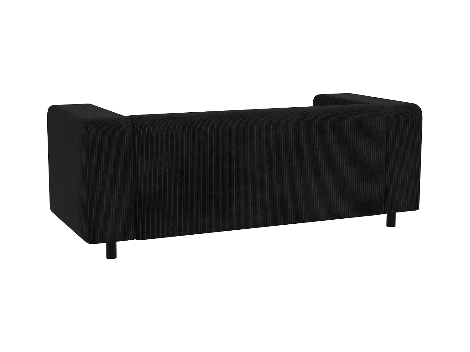 Canapé droit 2 places moderne en velours côtelé noir avec assise confortable THORA