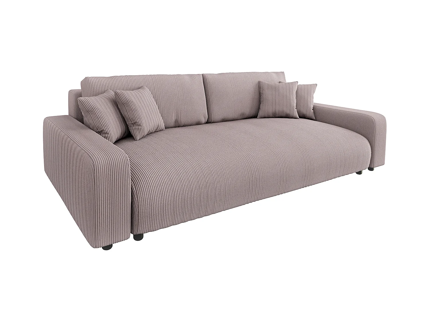 Emma - Sofa mit Schlaffunktion und Bettkasten in Puderrosa Cord-Stoff schöner Sitzkomfort