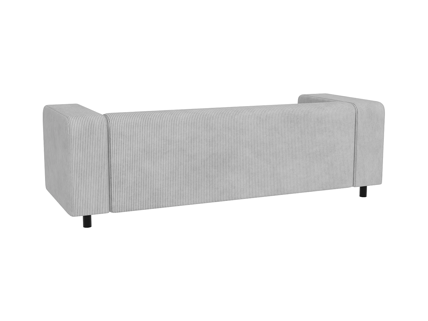 Canapé droit 3 places moderne en velours côtelé gris clair avec assise confortable THORA