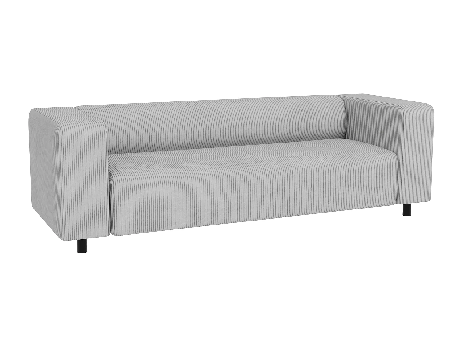 Thora - Modernes Sofa 3 sitzer aus Hellgrau Cord-Stoff mit bequemem Sitz