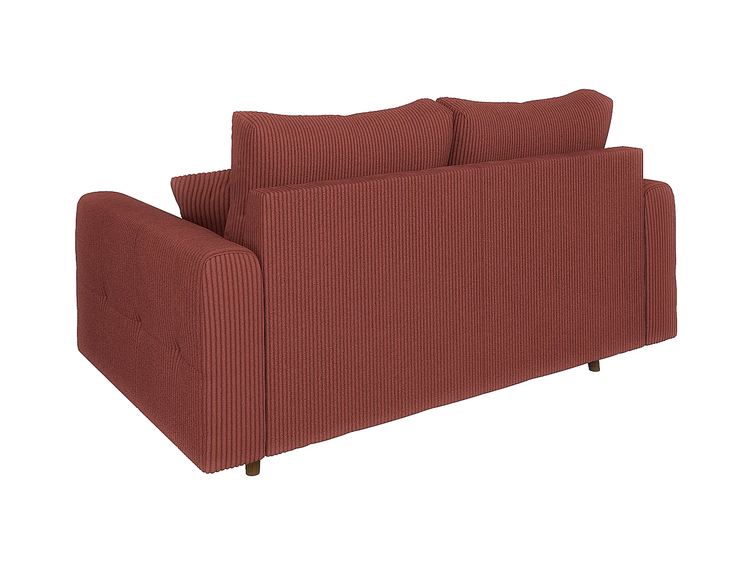 Jasper - Sofa 2 sitzer mit Braun Holzfüßen im skandinavischen Stil aus Terracotta Cord-Stoff