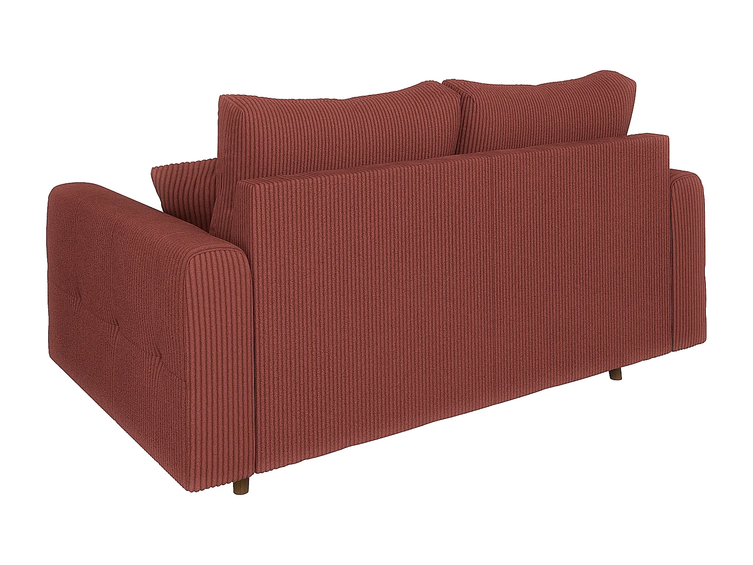 Jasper - Sofa 2 sitzer mit Braun Holzfüßen im skandinavischen Stil aus Terracotta Cord-Stoff