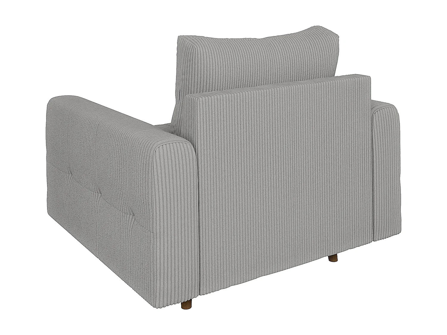 Jasper - Sessel mit Braun Holzfüßen im skandinavischen Stil aus Hellgrau Cord-Stoff