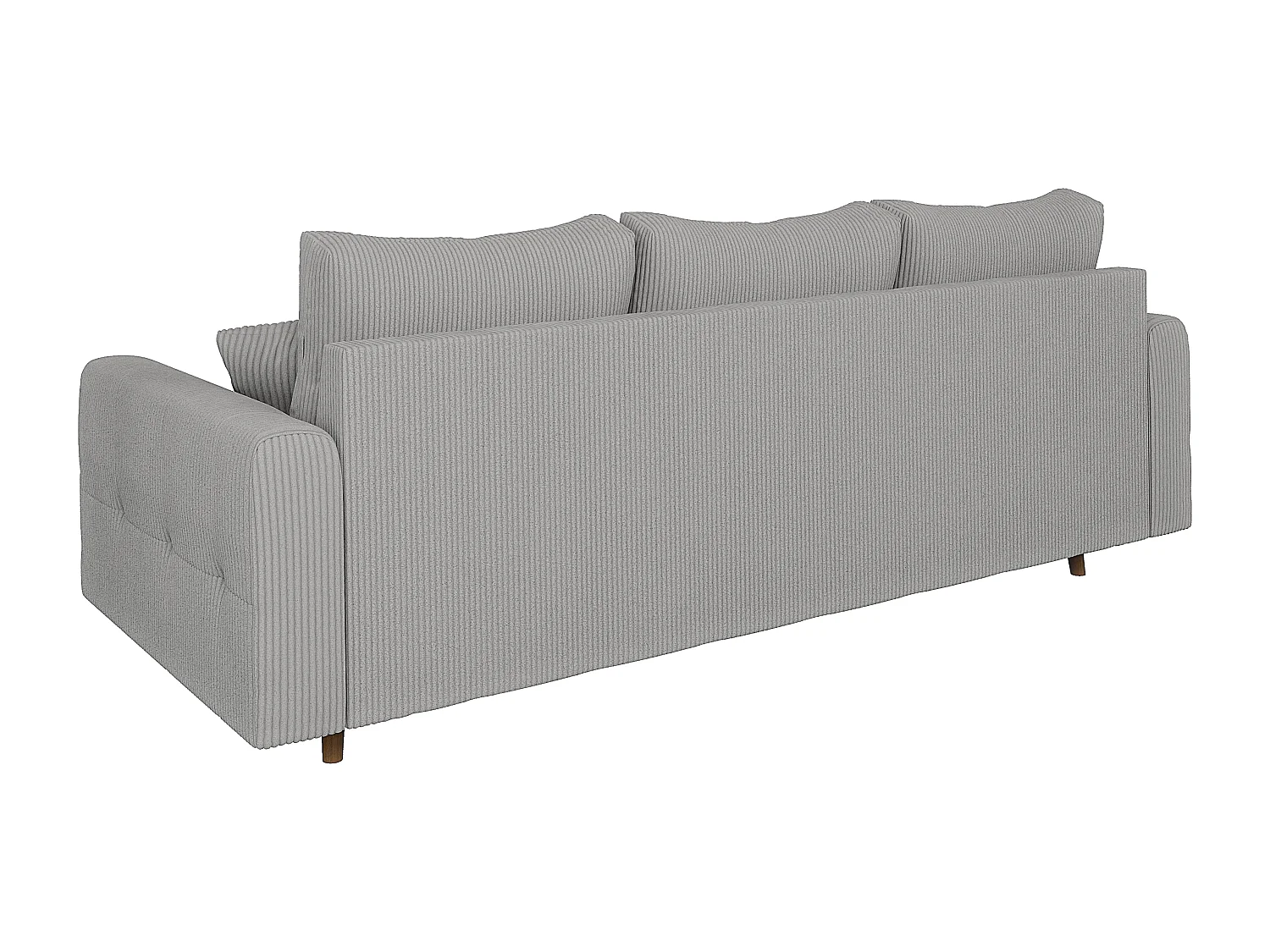 Jasper - Sofa 3 sitzer mit Braun Holzfüßen im skandinavischen Stil aus Hellgrau Cord-Stoff