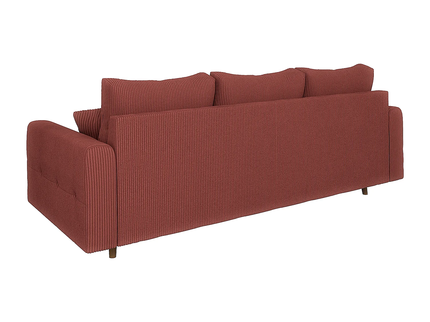 Jasper - Sofa 3 sitzer mit Braun Holzfüßen im skandinavischen Stil aus Terrakotta Cord-Stoff