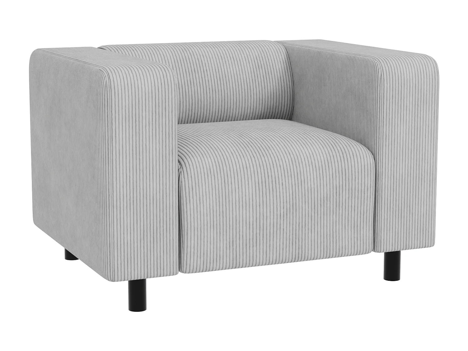 Fauteuil moderne en velours côtelé gris clair avec assise confortable THORA