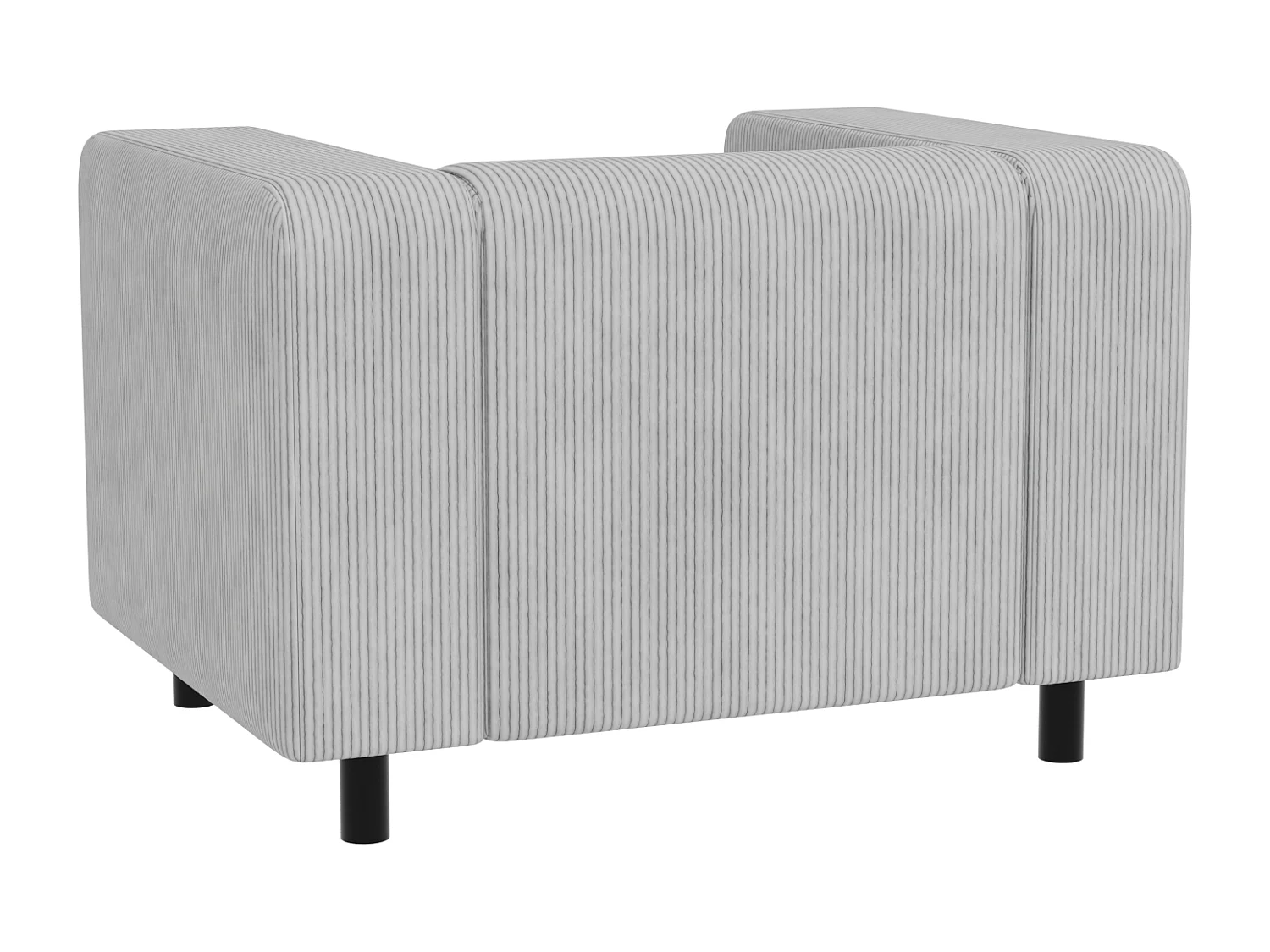 Fauteuil moderne en velours côtelé gris clair avec assise confortable THORA