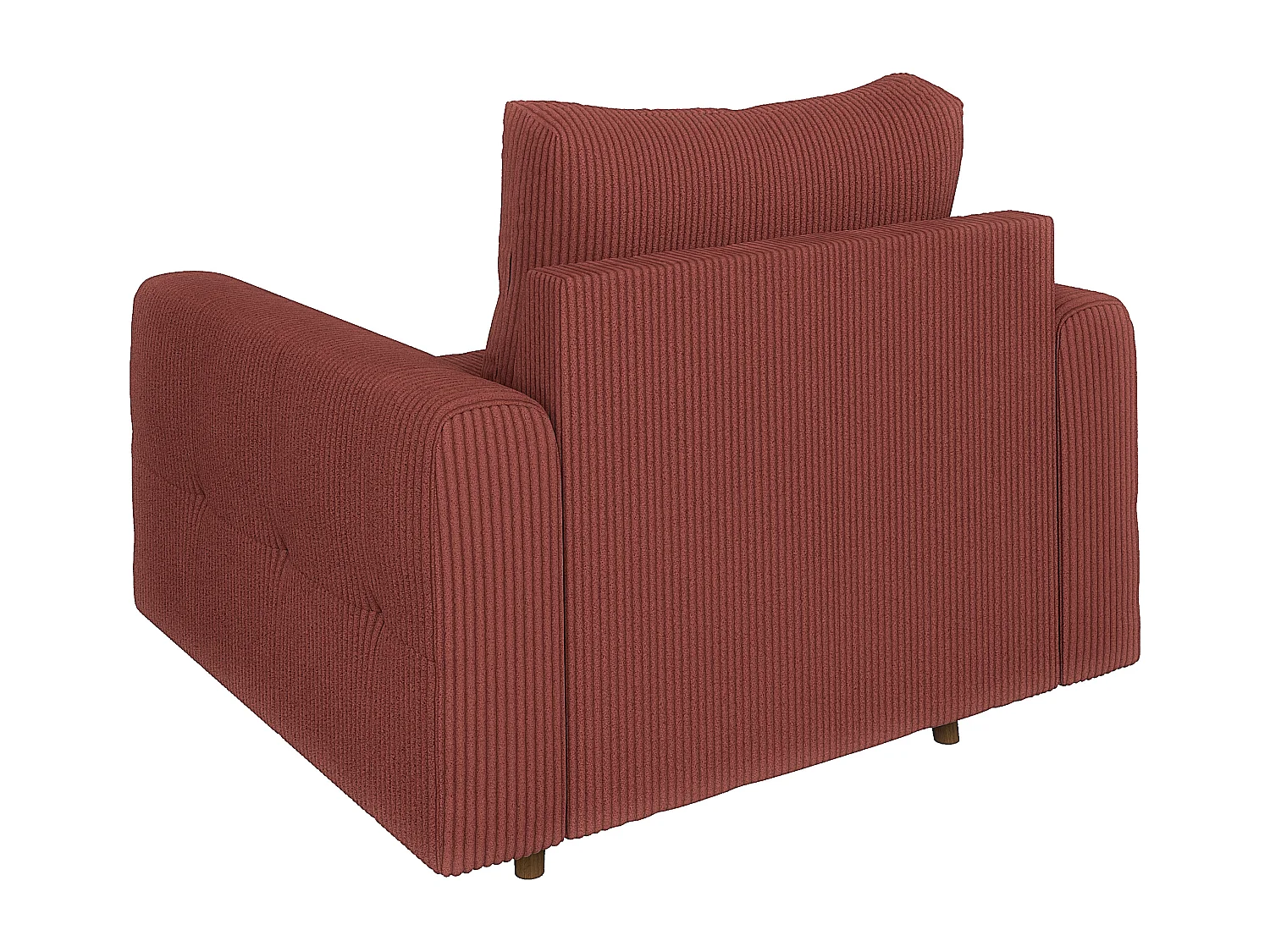 Jasper - Sessel mit Braun Holzfüßen im skandinavischen Stil aus Terracotta Cord-Stoff