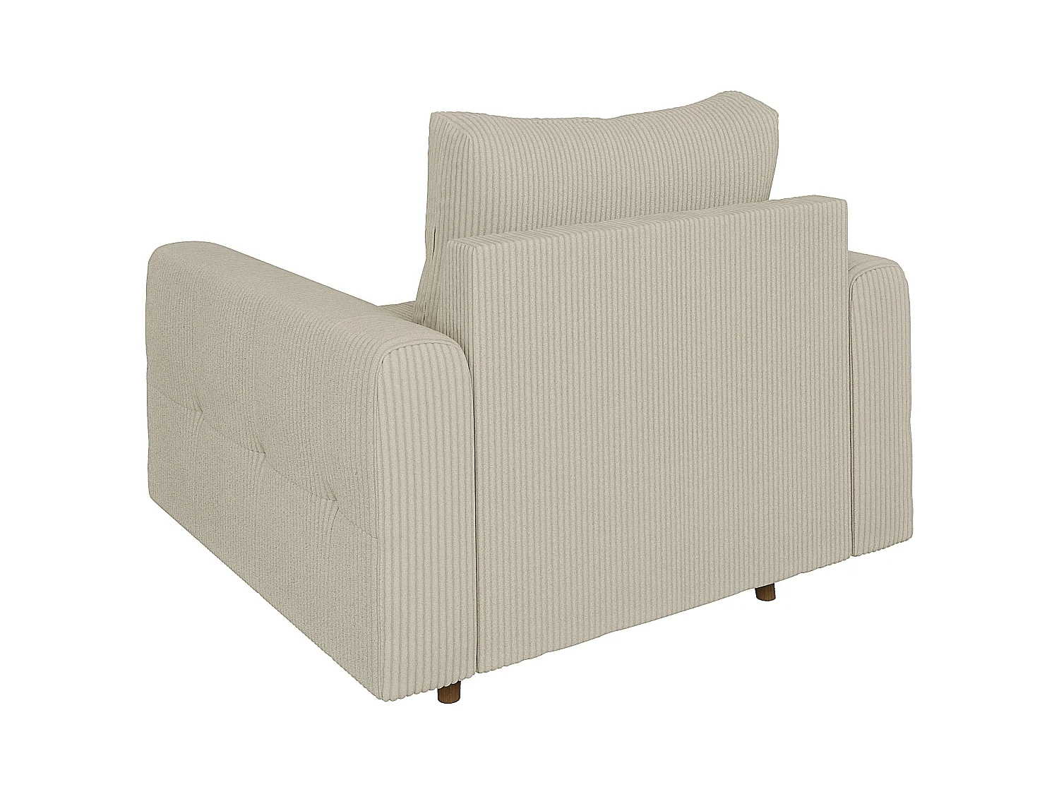 Jasper - Sessel mit Braun Holzfüßen im skandinavischen Stil aus Beige Cord-Stoff