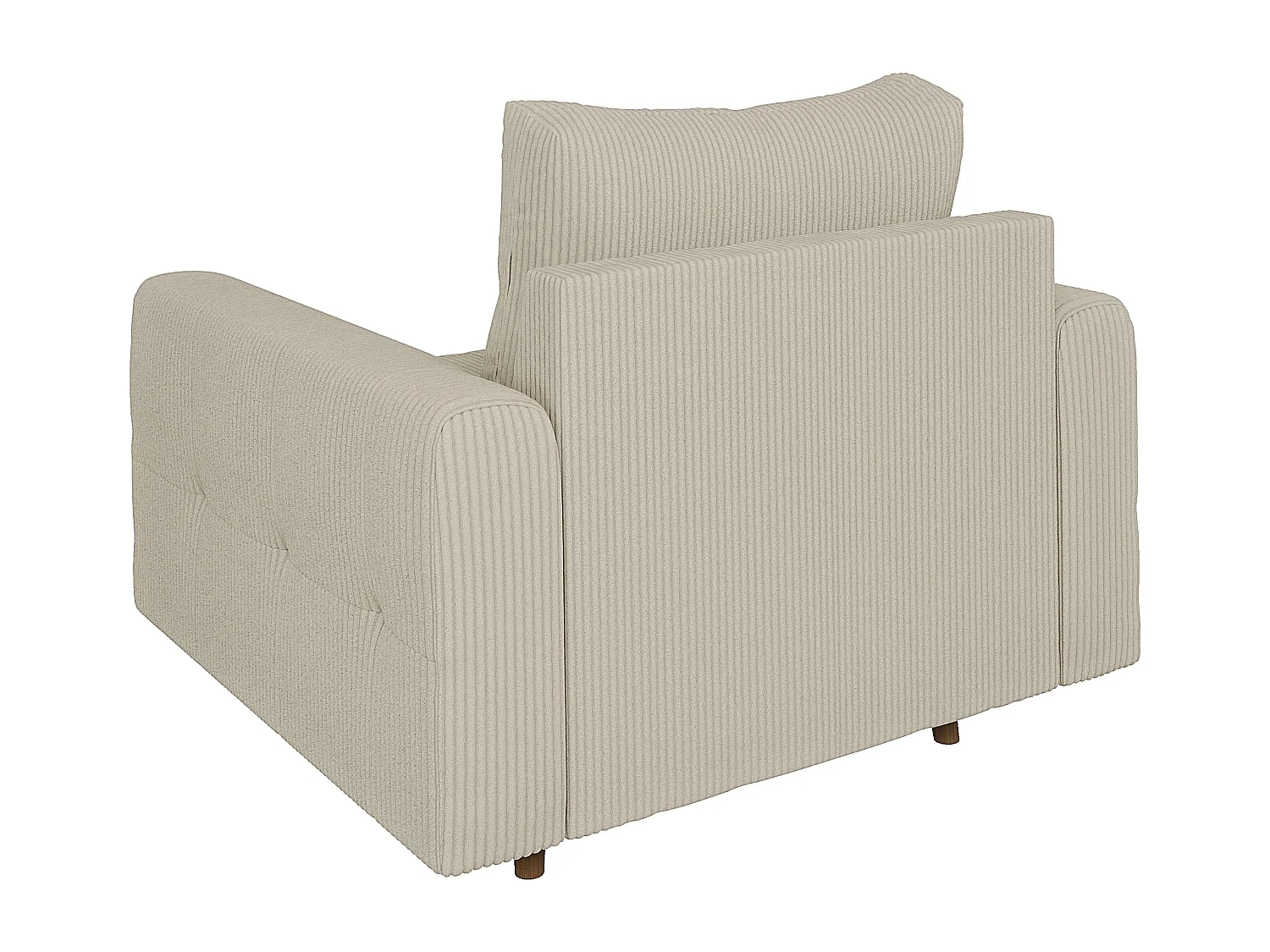 Jasper - Sessel mit Braun Holzfüßen im skandinavischen Stil aus Beige Cord-Stoff