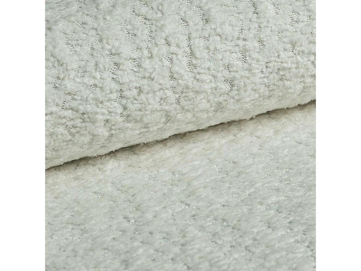 Nils - Polstergarnitur 3+2 mit Braun Holzfüßen im skandinavischen Stil aus Weiß Boucle-Stoff