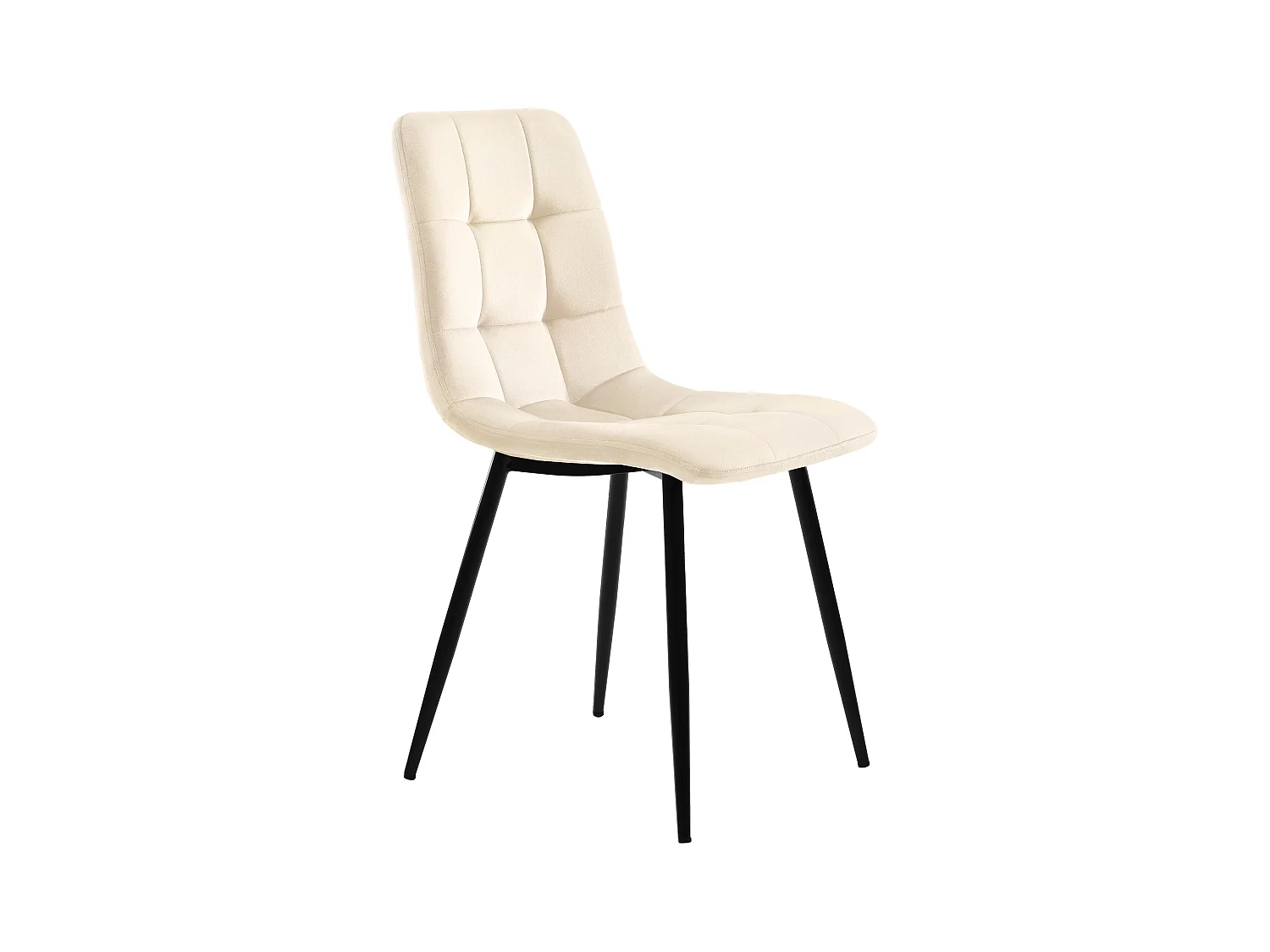 Lot de 4 chaises à manger en velours avec dossier rembourré - pieds en métal noir - beige