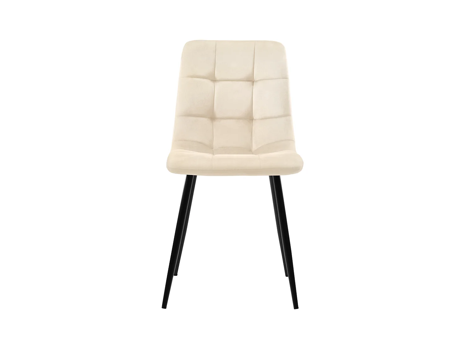 Lot de 4 chaises à manger en velours avec dossier rembourré - pieds en métal noir - beige