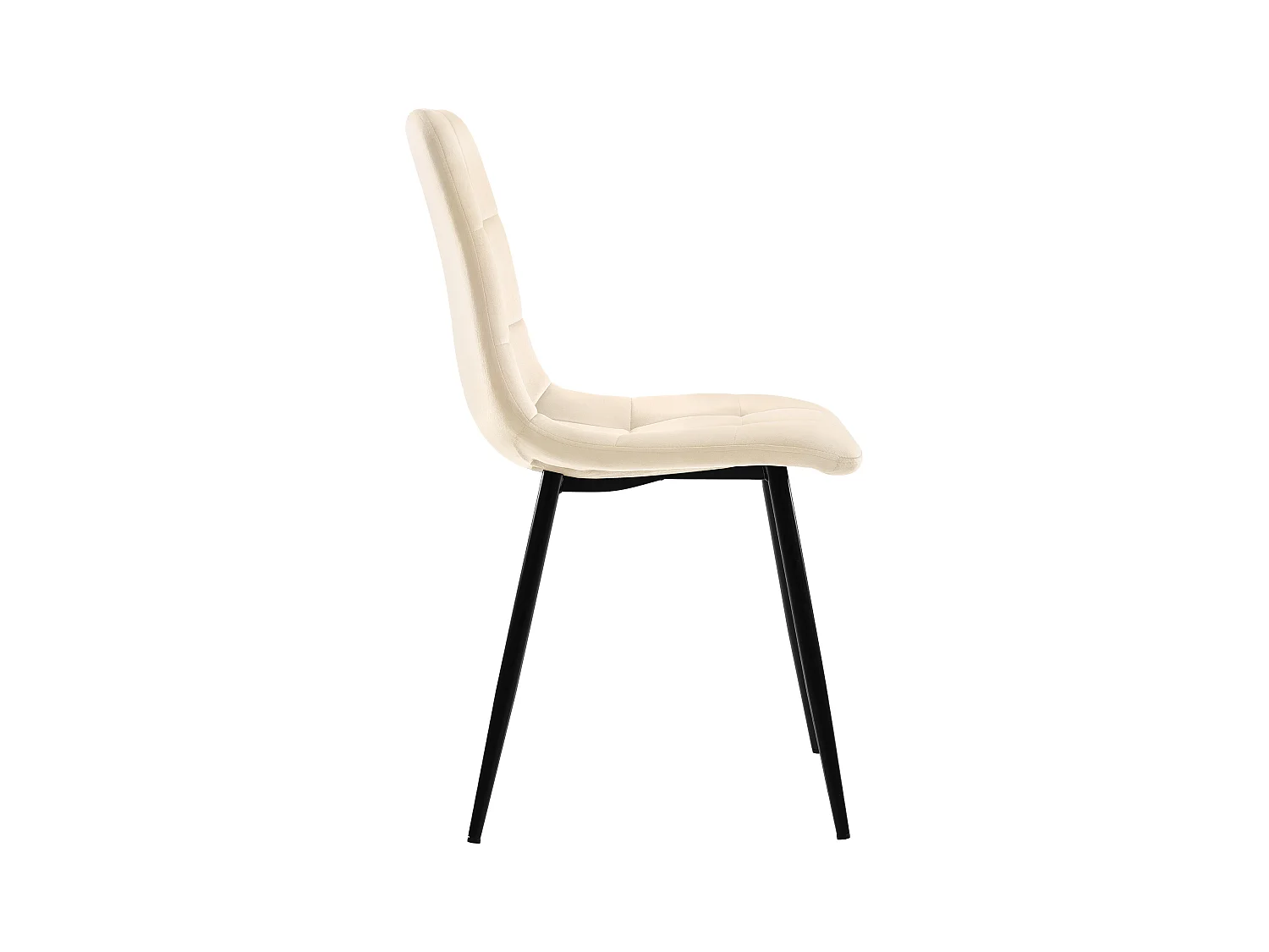 Lot de 4 chaises à manger en velours avec dossier rembourré - pieds en métal noir - beige