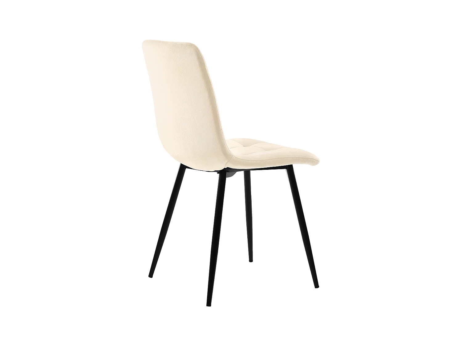 Lot de 4 chaises à manger en velours avec dossier rembourré - pieds en métal noir - beige