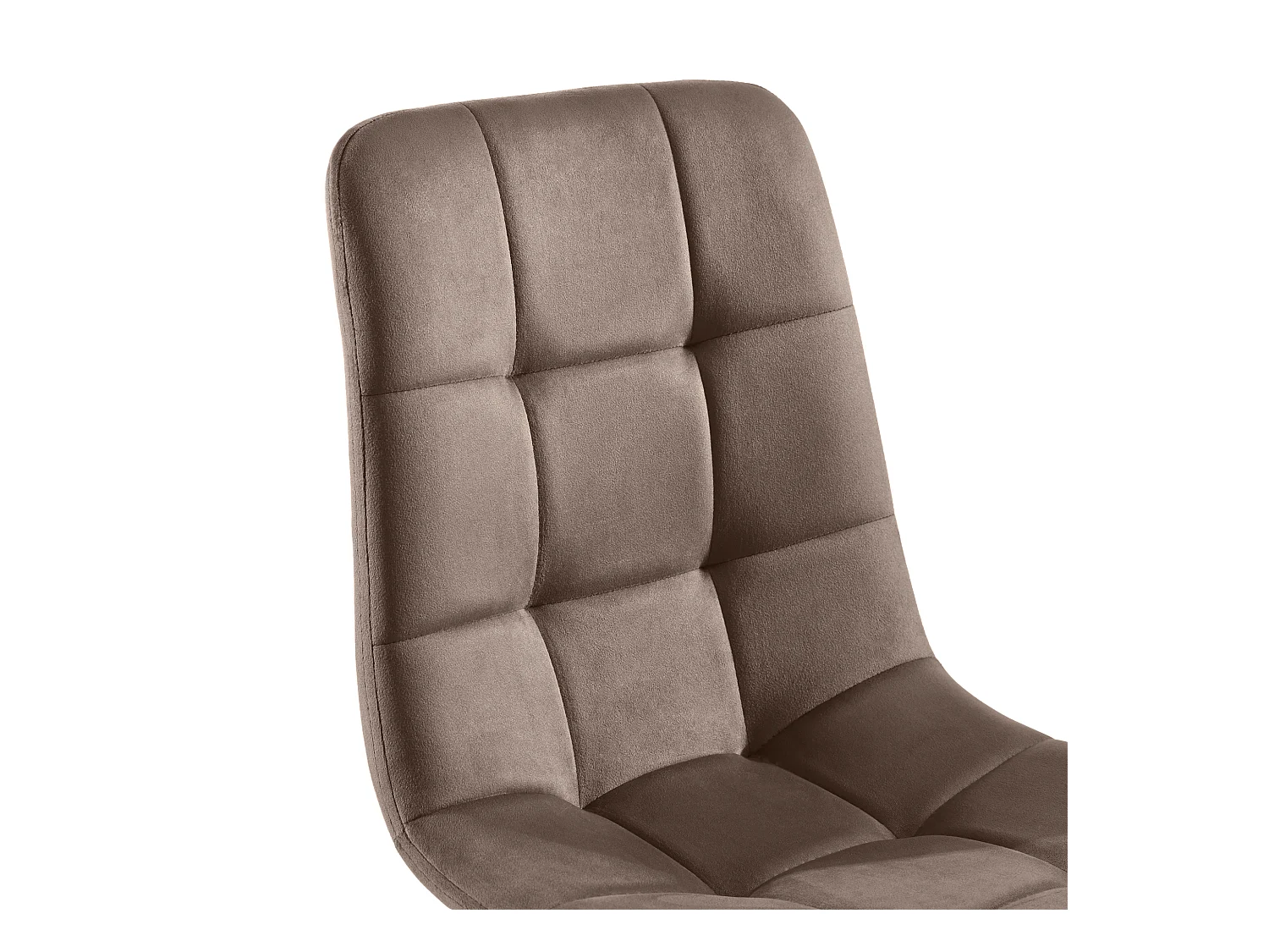 Set van 4 fluwelen eetkamerstoelen met gewatteerde rugleuning - zwarte metalen poten - bruin