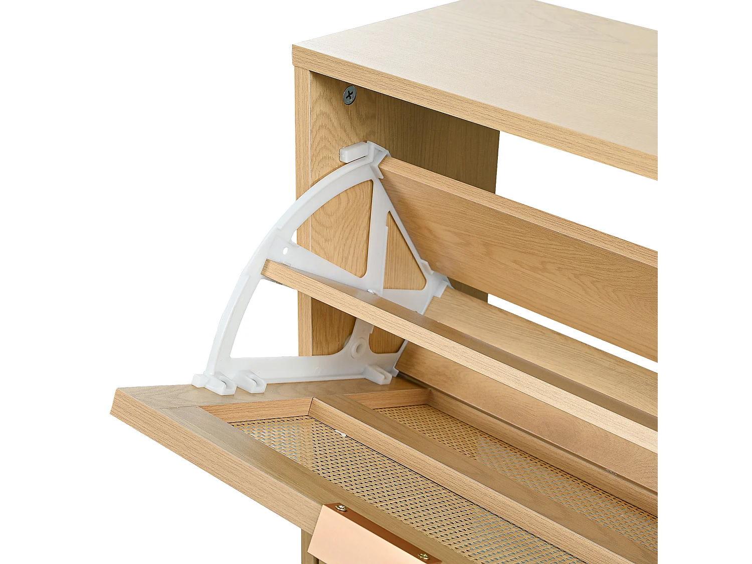 Meuble à chaussures en rotin avec 4 tiroirs rabattables, couleur naturel clair 100x25x90,3cm