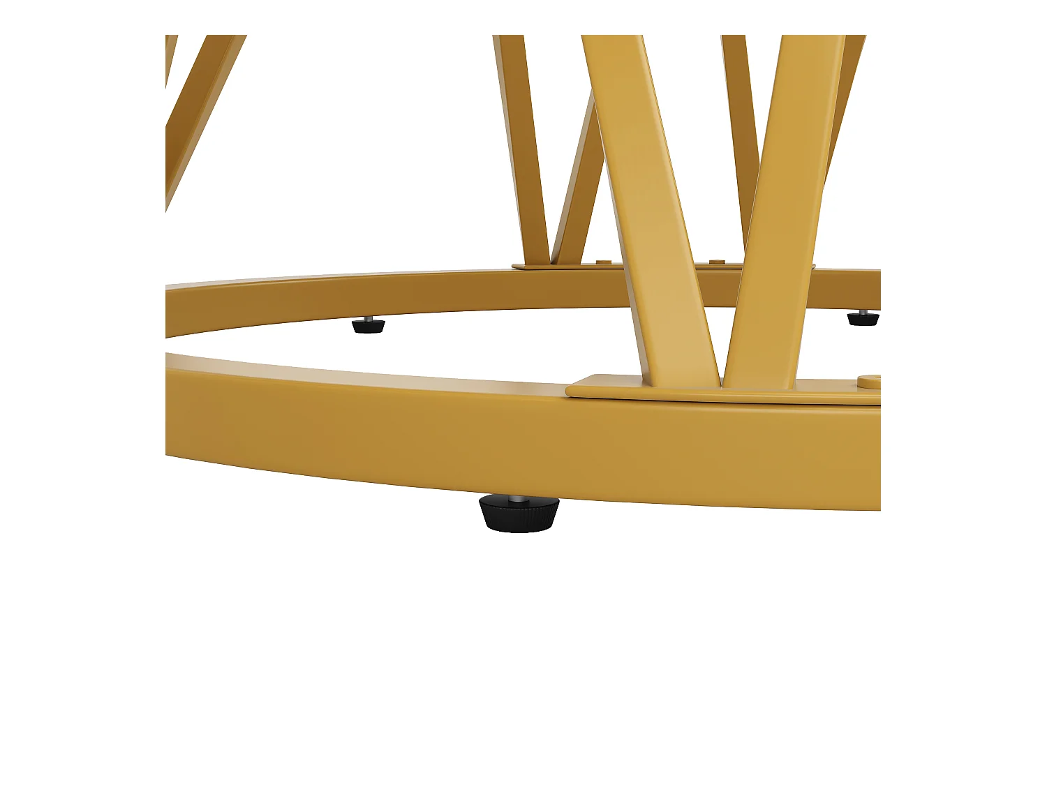 Table à manger ronde 100x100x76 cm pour 4 personnes - pied en métal doré - plateau mdf motif marbre blanc