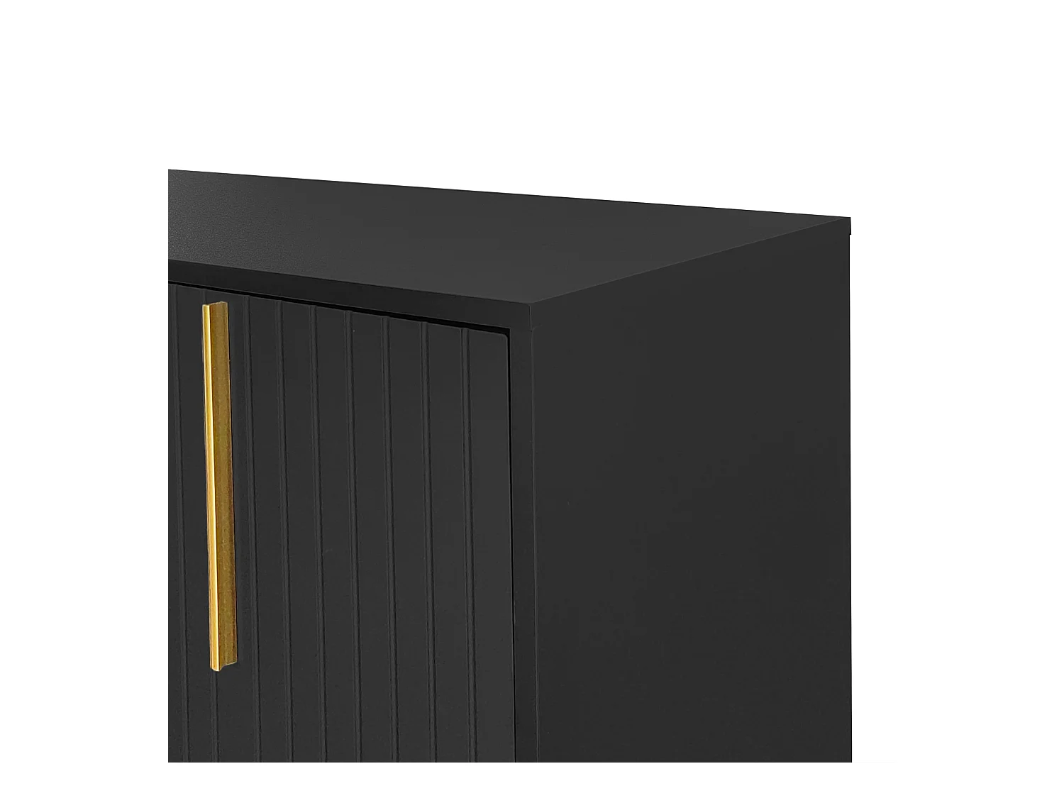 Buffet noir avec 3 portes, étagères réglables, pieds dorés, 138x40x80,5cm