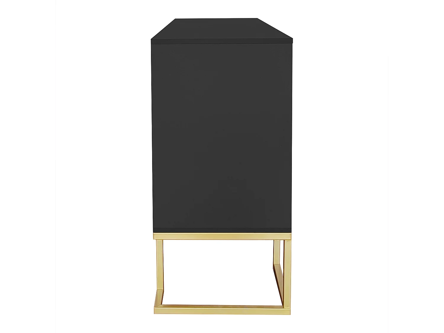 Buffet noir avec 3 portes, étagères réglables, pieds dorés, 138x40x80,5cm