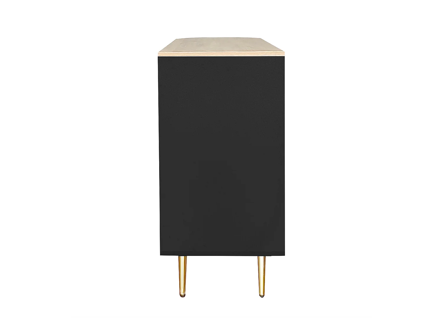 Buffet noir avec 2 portes, 2 tiroirs et éclairage LED , 130x40x80cm