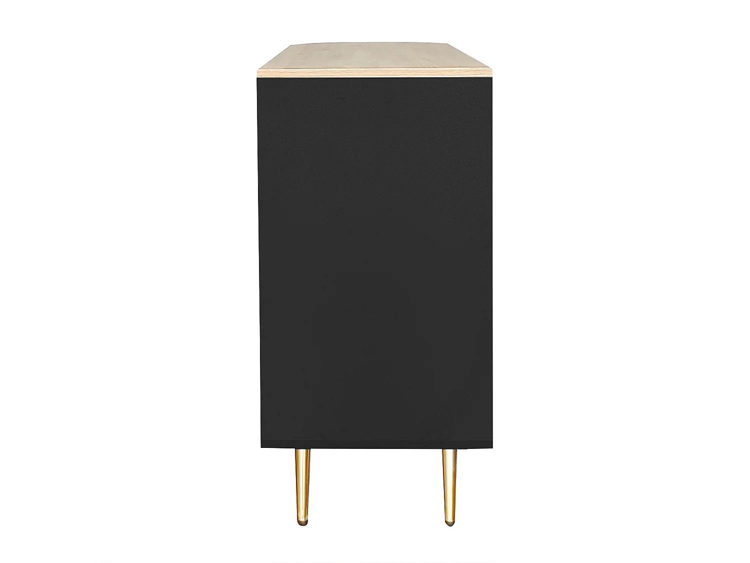 Buffet noir avec 2 portes, 2 tiroirs et éclairage LED , 130x40x80cm