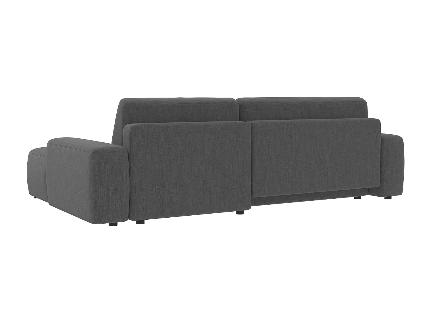 Canapé d’angle avec fonction lit et coffre de rangement en tissu velours gris, agréable confort d’assise ALWIN