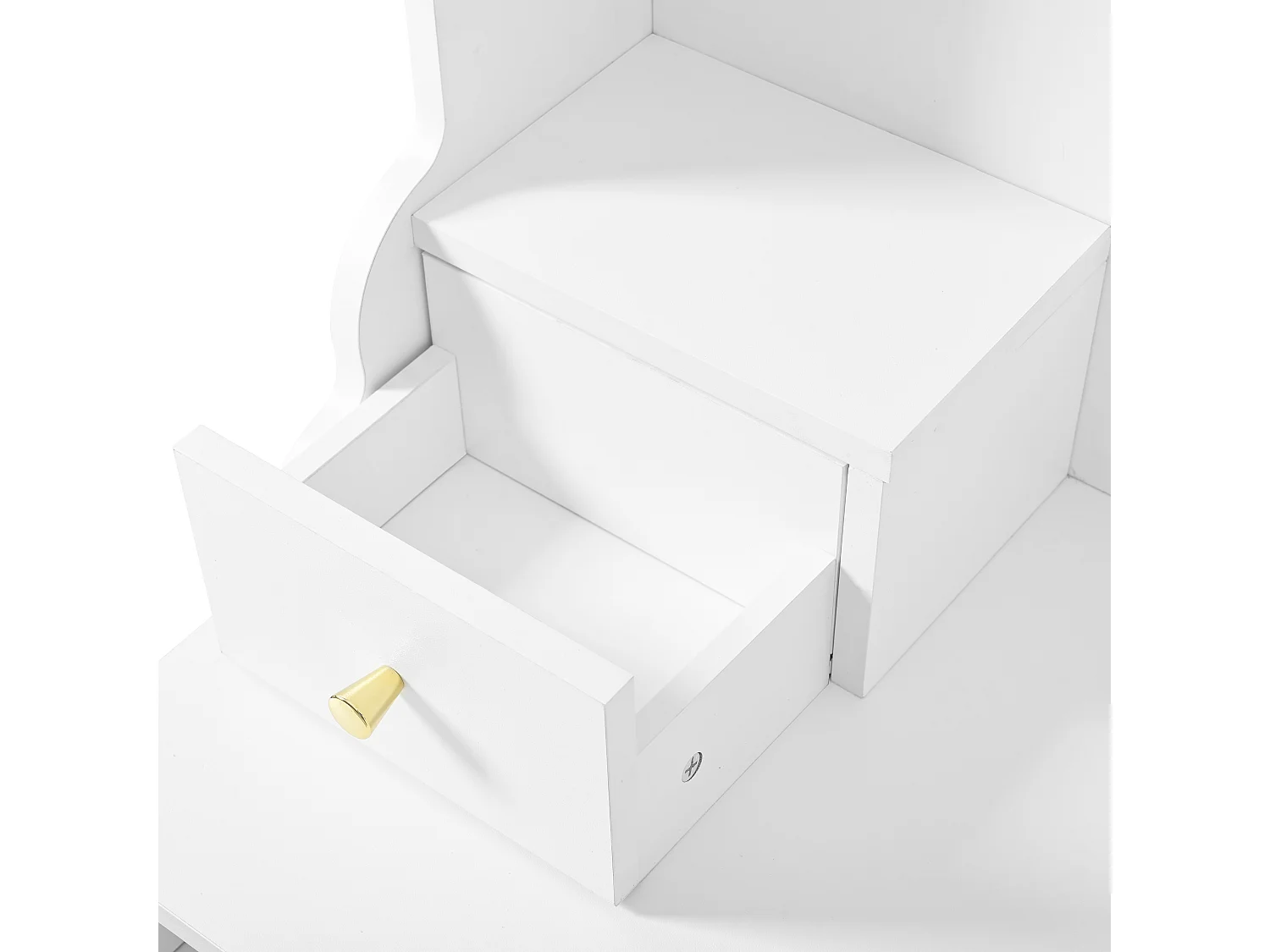 Penteadeira com espelho 152×40×105 cm - com banqueta - com LED ajustável e tomada - com 6 gavetas e 4 portas - branco