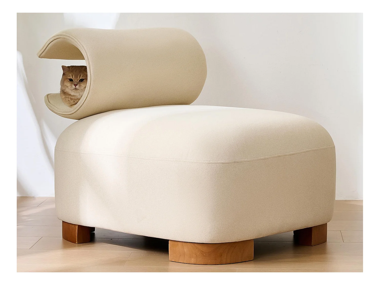 Chaise avec trou pour chat - convient aux animaux - matériau résistant aux rayures - beige