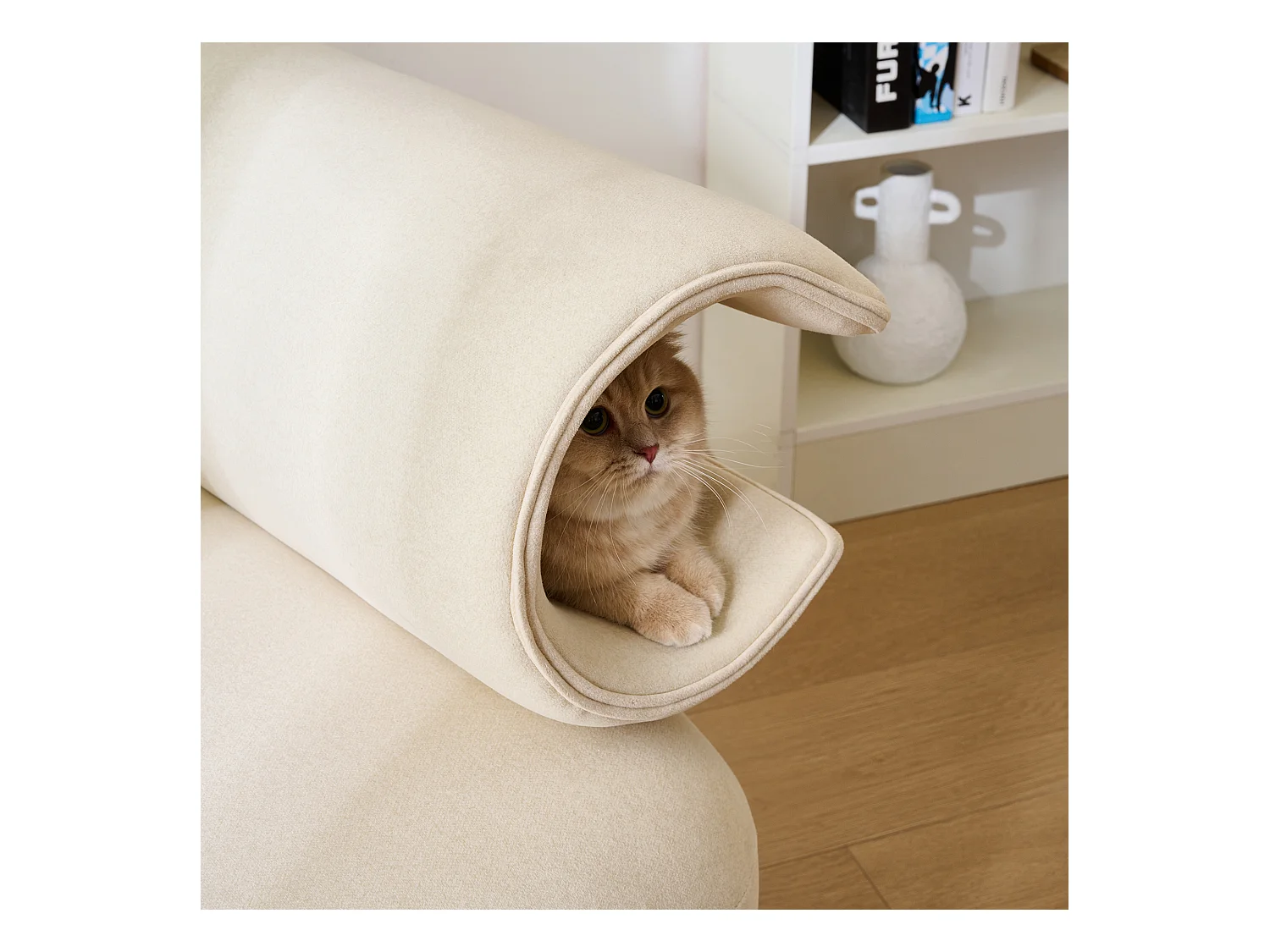 Chaise avec trou pour chat - convient aux animaux - matériau résistant aux rayures - beige