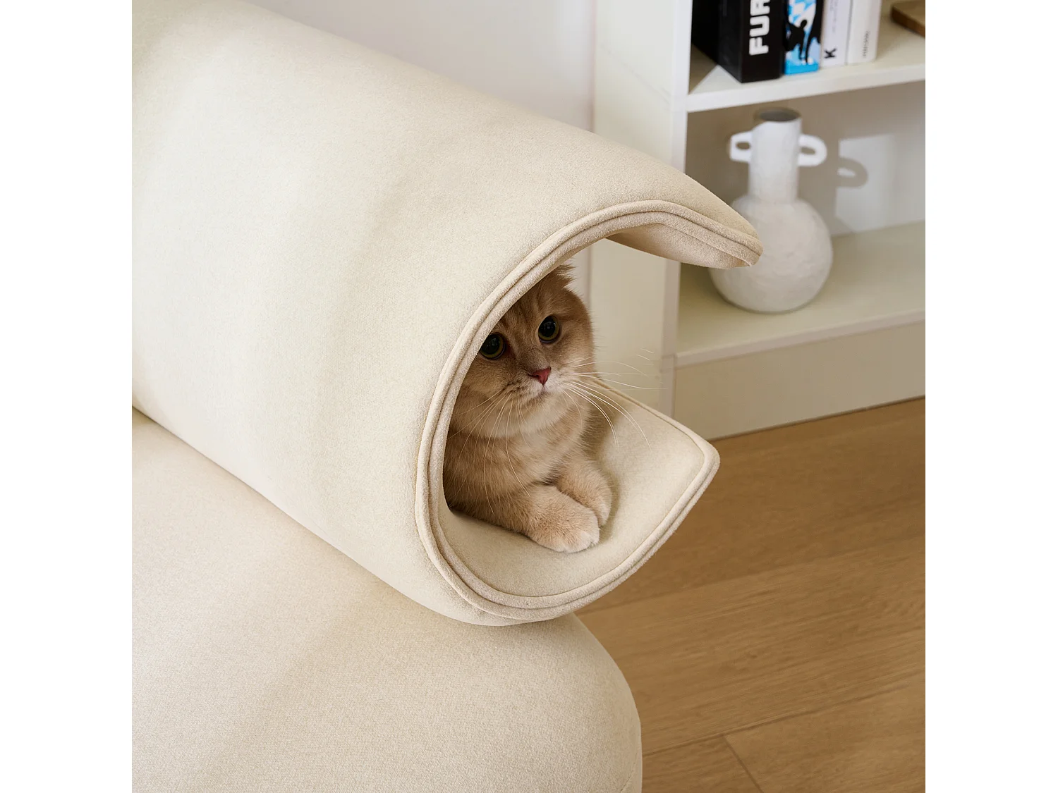 Chaise avec trou pour chat - convient aux animaux - matériau résistant aux rayures - beige