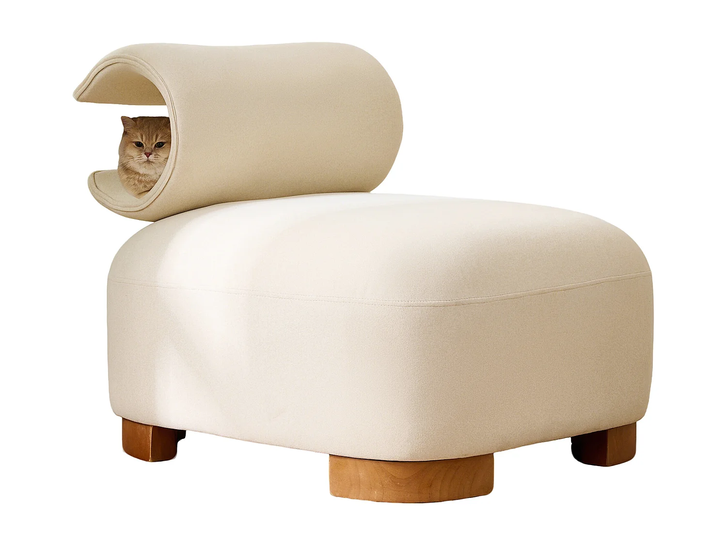 Chaise avec trou pour chat - convient aux animaux - matériau résistant aux rayures - beige