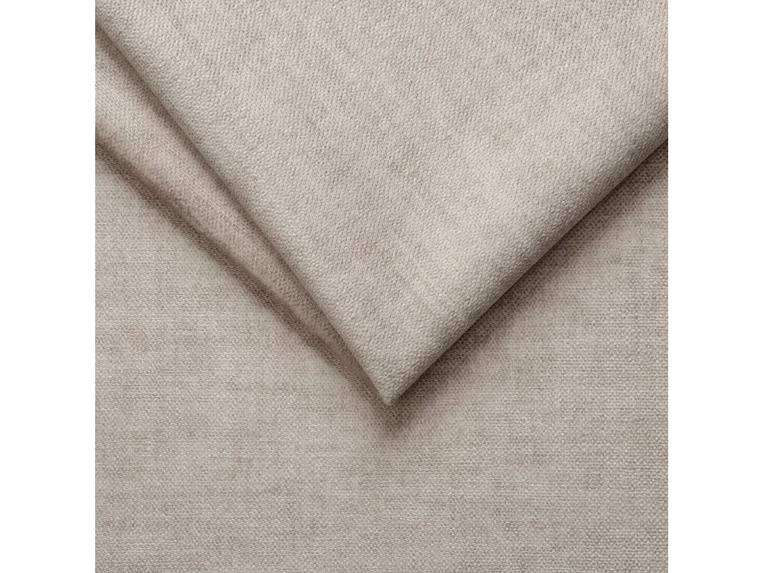 Canapé d’angle avec fonction lit et coffre de rangement en tissu velours beige, agréable confort d’assise ALWIN