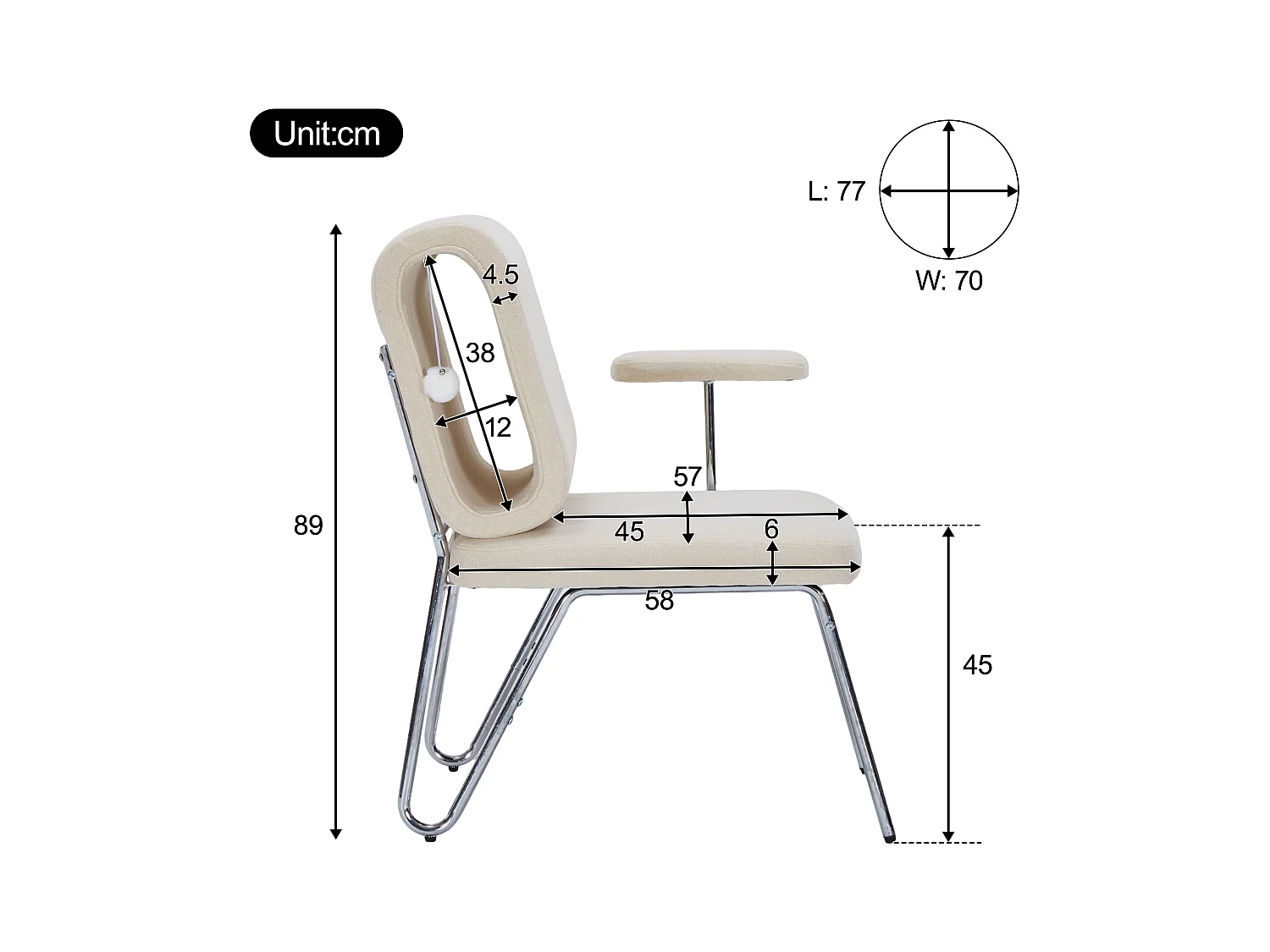Fauteuil avec trou pour chat - fauteuil large - accoudoirs interchangeables - beige