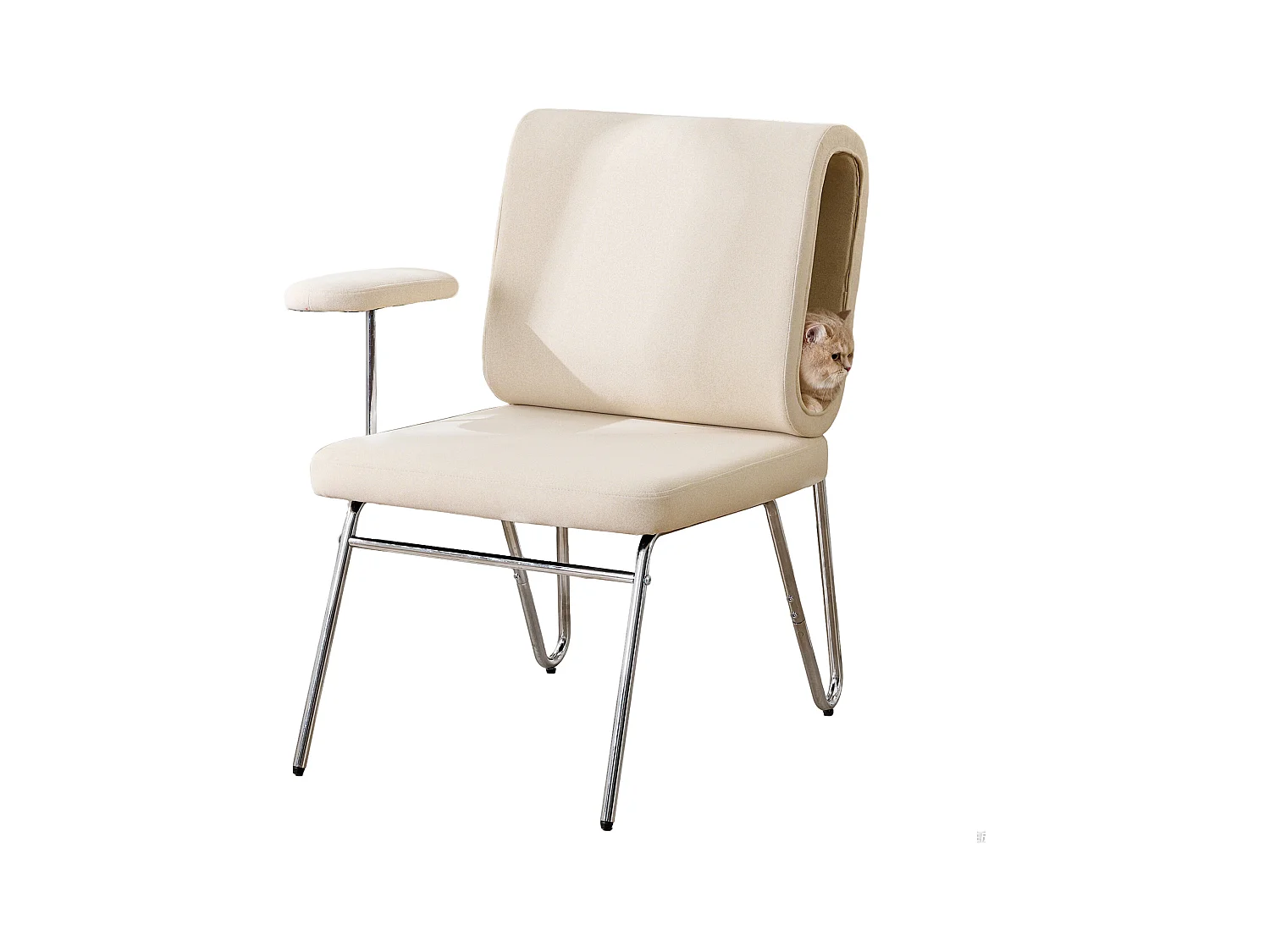 Fauteuil avec trou pour chat - fauteuil large - accoudoirs interchangeables - beige