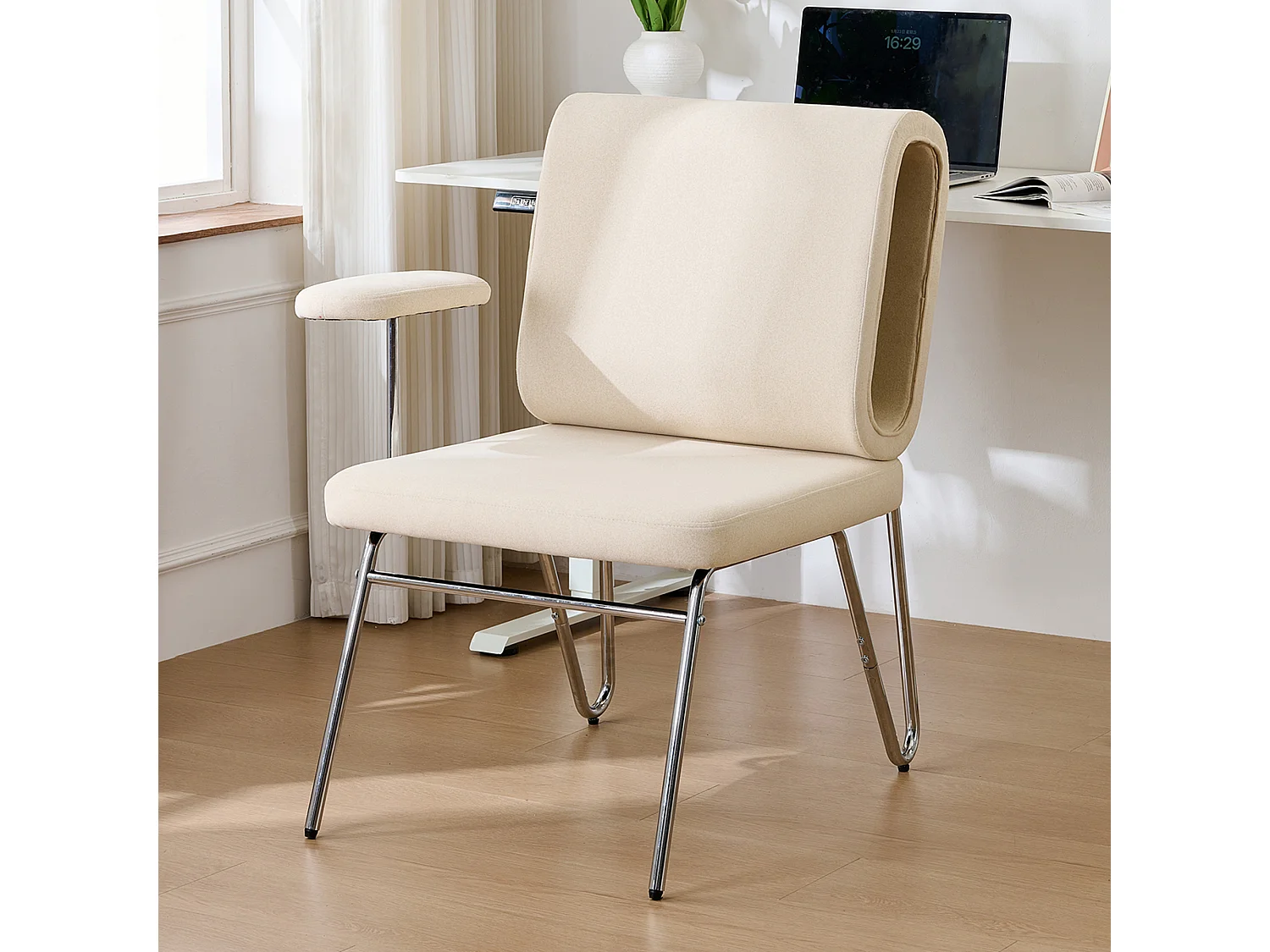 Fauteuil avec trou pour chat - fauteuil large - accoudoirs interchangeables - beige