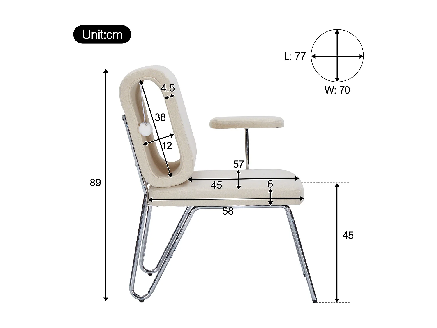Fauteuil avec trou pour chat - fauteuil large - accoudoirs interchangeables - beige