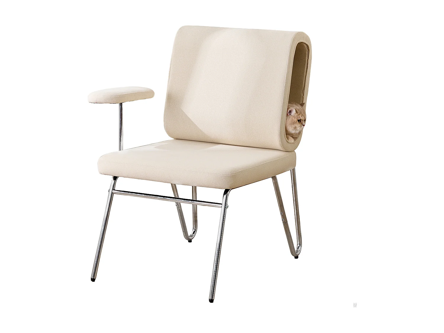 Fauteuil avec trou pour chat - fauteuil large - accoudoirs interchangeables - beige